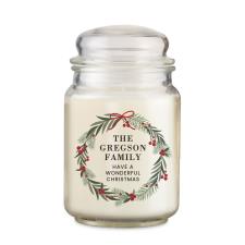 Personalised Christmas Wreath Large Jar Candle