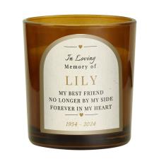 Personalised In Loving Memory Amber Glass Scented Jar Candle