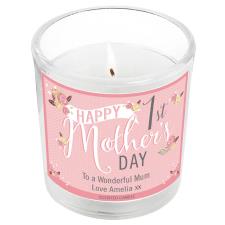 Personalised Floral Bouquet 1st Mothers Day Scented Jar Candle