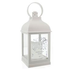 Personalised Silver Reindeer White Lantern