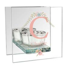 Personalised Floral Bouquet Mirrored Glass Tea Light Candle Holder