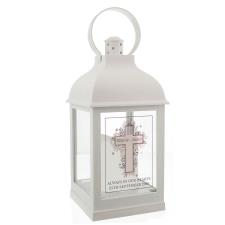 Personalised Floral Cross White Lantern