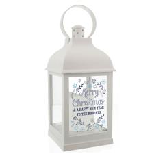 Personalised Christmas Frost White Lantern