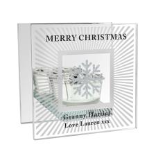 Personalised Snowflake Silver Glitter Tea Light Holder