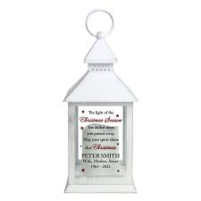 Personalised Christmas Season Memorial White Lantern