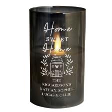 Personalised Home Sweet Home Smoked Glass LED Candle