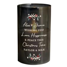 Personalised Christmas Smoked Glass LED Candle
