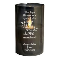 Personalised Life &amp; Love Memorial Smoked LED Candle