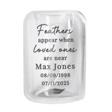 Personalised Loved Ones Memorial Feather Tealight Holder