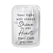 Personalised In Our Hearts Memorial Feather Tealight Holder