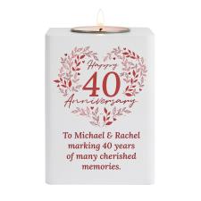 Personalised 40th Ruby Wedding Anniversary Wooden Tea Light Holder