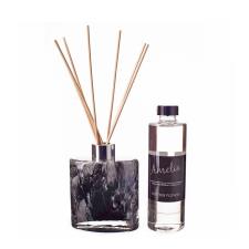 Amelia Art Glass Black Marble Small Ellipse Cylinder Reed Diffuser Gift Set 