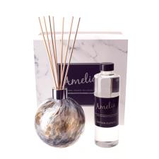 Amelia Art Glass Grey Iridescence Reed Diffuser Gift Set 