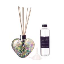 Amelia Art Glass Purple, Teal & Lime Heart Reed Diffuser Gift Set 