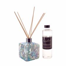 Amelia Art Glass Turquoise & White Square Reed Diffuser Gift Set 