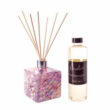 Amelia Art Glass Violet & White Square Reed Diffuser Gift Set 