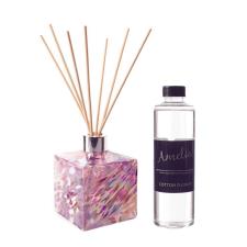 Amelia Art Glass Violet &amp; White Square Reed Diffuser Gift Set 