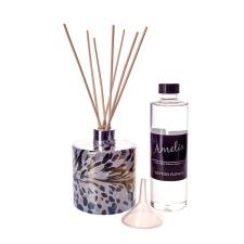Amelia Art Glass Black, Grey & White Cylinder Reed Diffuser Gift Set 