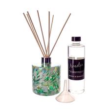 Amelia Art Glass Mint Green & White Cylinder Reed Diffuser Gift Set 