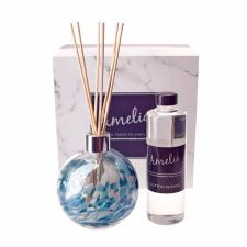 Amelia Art Glass Turquoise & White Reed Diffuser Gift Set 