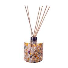 Amelia Art Glass Gold, Brown & White Iridescence Cylinder Reed Diffuser