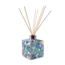 Amelia Art Glass Turquoise &amp; White Iridescence Square Reed Diffuser