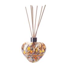 Amelia Art Glass Gold, Brown &amp; White Heart Reed Diffuser