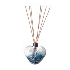 Amelia Art Glass Turquoise &amp; White Heart Reed Diffuser