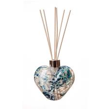 Amelia Art Glass Turquoise &amp; White Crackled Heart Reed Diffuser