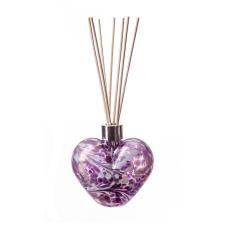 Amelia Art Glass Violet &amp; White Heart Reed Diffuser