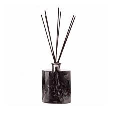 Amelia Art Glass Black Marble Large Ellipse Cylinder Reed Diffuser