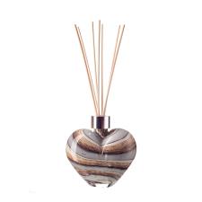 Amelia Art Glass Smoked Meadows Heart Reed Diffuser