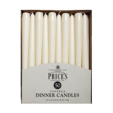 Price's Ivory Tapered Dinner Candle (Pack of 50)
