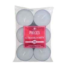 Price's White Unscented Maxi Tealights (Pack of 12)