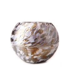 Amelia Art Glass Silver & White Round Tealight Holder