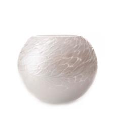 Amelia Art Glass Pearl White Round Tealight Holder