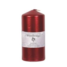 Woodbridge Red Metallic Pillar Candle 15cm x 7cm