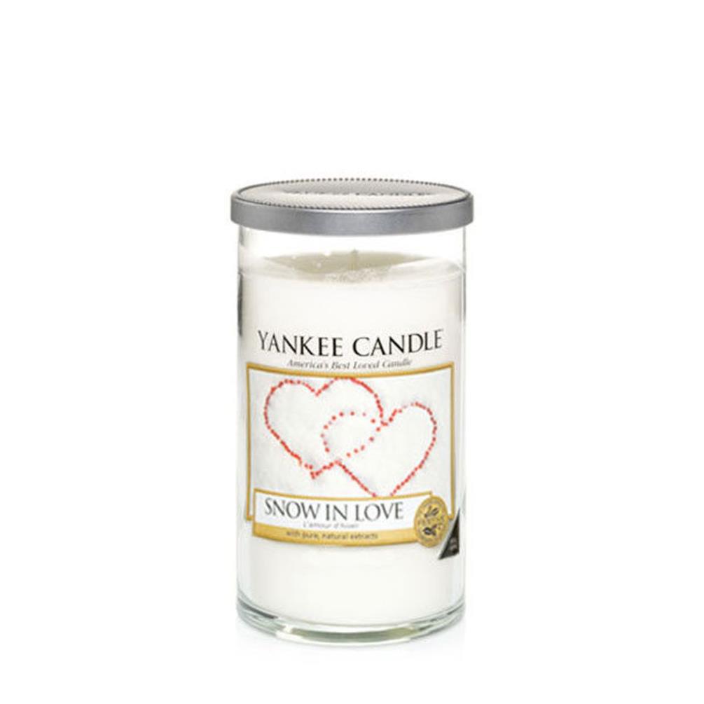 White Medium Yankee Candle Snow In Love Pillar Candle 