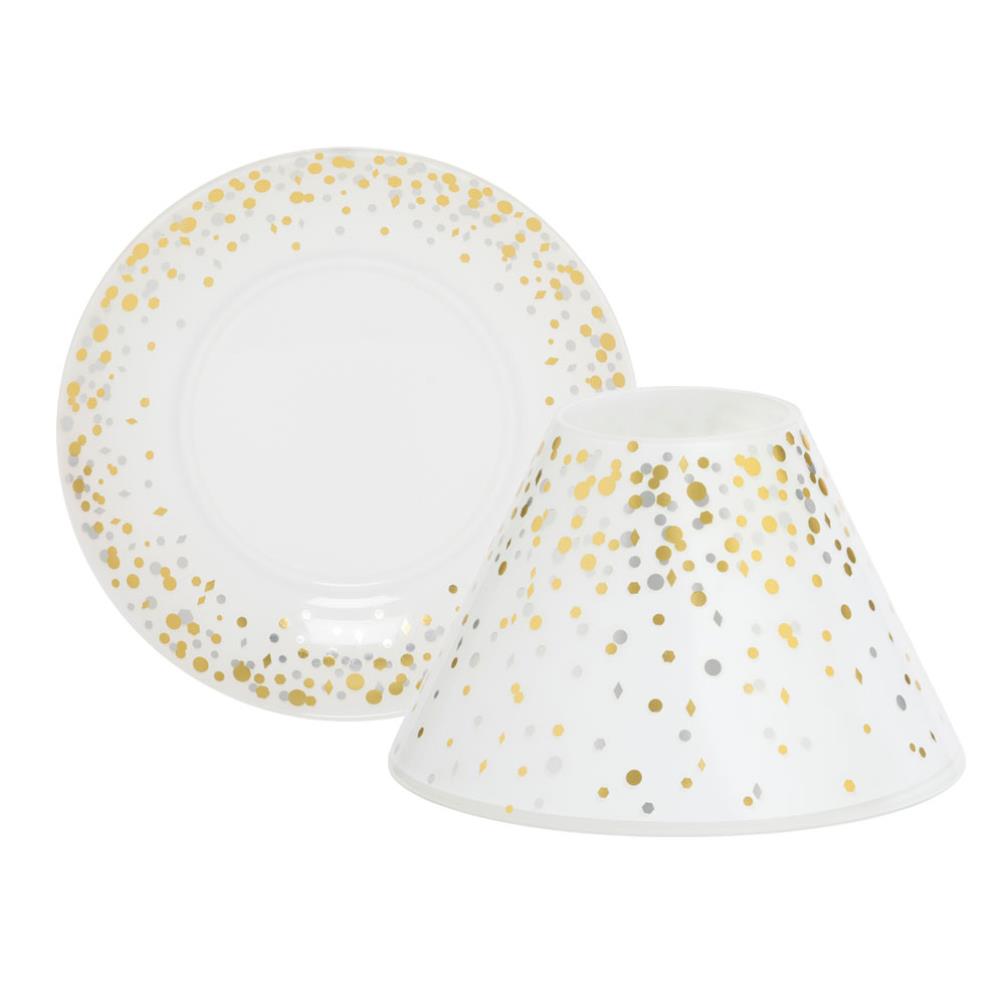 Oro 18 x 18 x 10 cm YANKEE CANDLE 1521371 Holiday Party LRG S/T Paralume in Vetro Bianco 