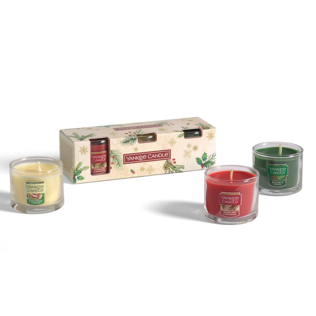 3 X OFFICIAL YANKEE CHRISTMAS EVE MINI CANDLE GIFT BOXES 