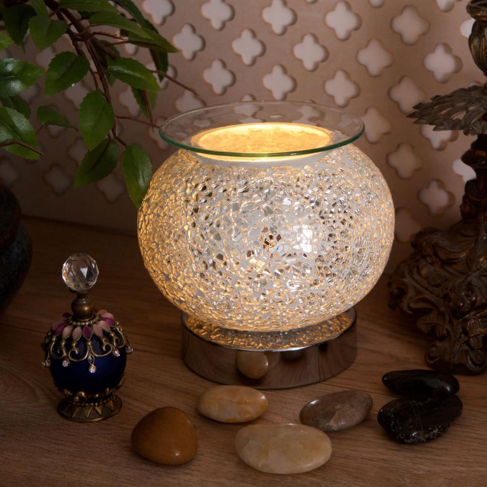 Sense Aroma Silver Mosaic Round Touch Electric Wax Melt Warmer L 7461SIL Candle Emporium