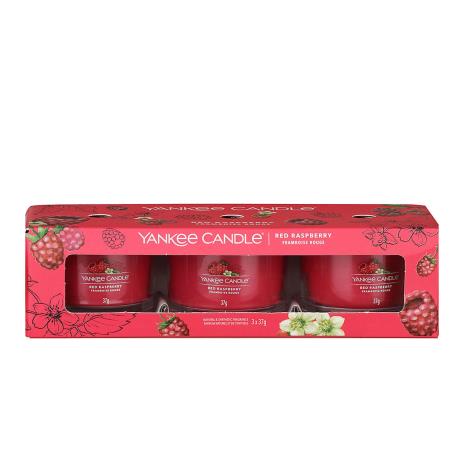 Yankee Candle Red Raspberry 3 Filled Votive Candle Gift Set
