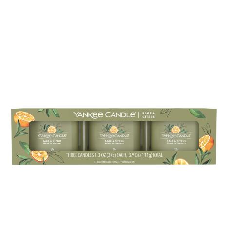 Yankee Candle Sage & Citrus 3 Filled Votive Candle Gift Set  £6.99