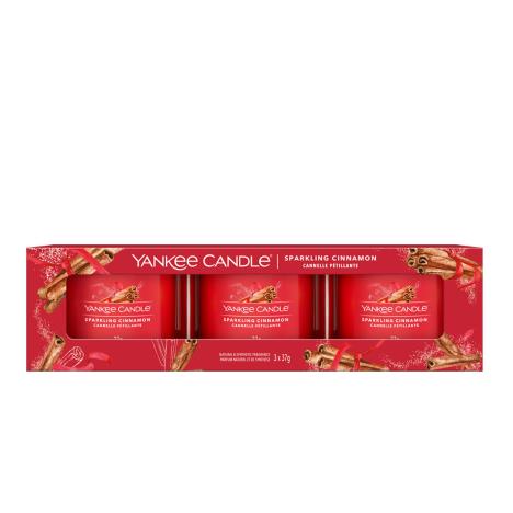 Yankee Candle Sparkling Cinnamon 3 Filled Votive Candle Gift Set  £6.99
