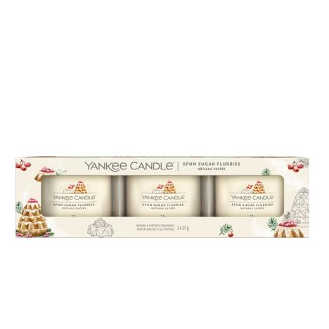 Yankee Candle Spun Sugar Flurries 3 Filled Votive Candle Gift Set