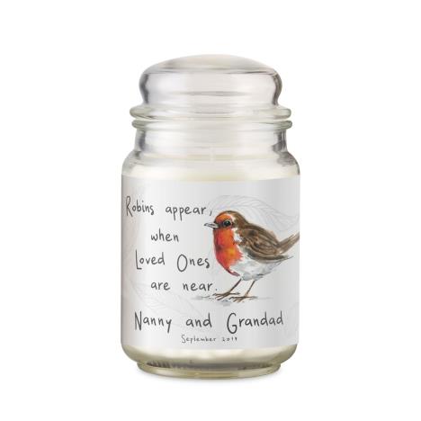 Personalised Robins Appear Scented Jar Candle