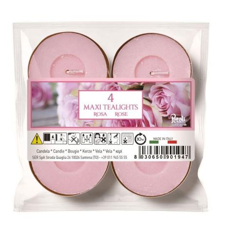 Petali Rose Maxi Tealights (Pack of 4)  £1.67