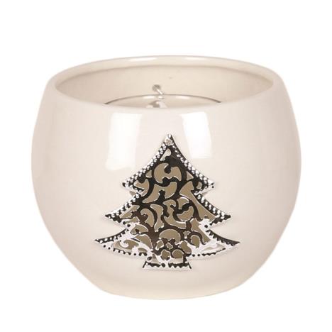 Christmas Tree White Ceramic Round Tea Light Holder  £5.09