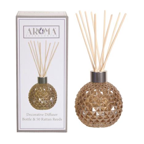 Aroma Amber Lustre Glass Reed Diffuser &amp; 50 Rattan Reeds