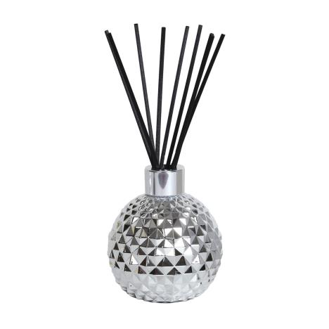 Aroma Silver Glass Reed Diffuser &amp; 50 Black Fibre Reeds